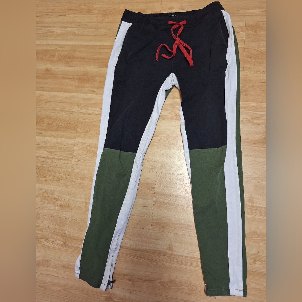 Kayden K Colorblock black green slim fit jogger pants L